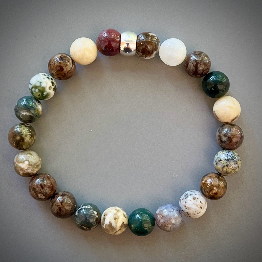 Ocean Jasper Handcrafted Bead Bracelet - Picture 2 of 7